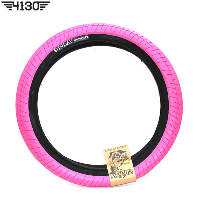 SUNDAY Street Sweeper Tire -PINK / BK wall- 2.4&quot;